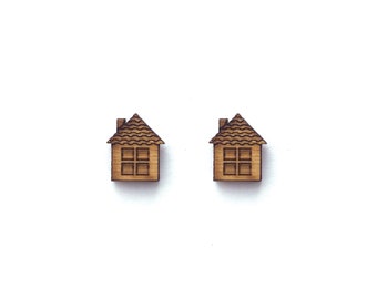 House Earrings. Gingerbread House Earrings. Wood Earrings. Stocking Stuffer. Laser Cut. Bamboo Earrings. Gifts For Her. Gift For Women. PNW