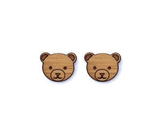 Little Bear Earrings. Wood Earrings. Stocking Stuffer. Laser Cut Earrings. Bamboo Earrings. Gifts For Her. Gift For Women. Bear Earrings