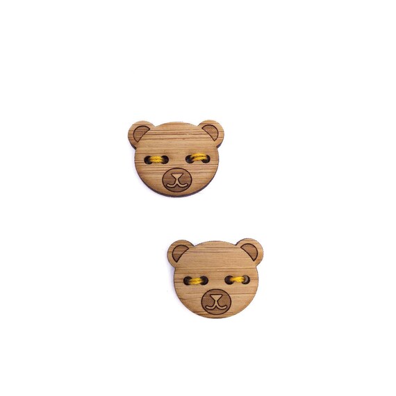 Little Bear Wood Button Set. Bear 