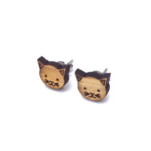 Little Kitty Cat Earrings. Wood Earrings. Stud Earring. Laser Cut Earrings. Bamboo Earrings. Gifts For Her. Gift For Women. Stocking Stuffer image 2