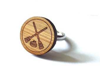 Canadian Curling Ring. Curling Ring. Wood Ring. Gifts Under 25. Gift for Her. Curling Jewelry. Girlfriend Gift. Mom Gift. Laser Cut Ring.