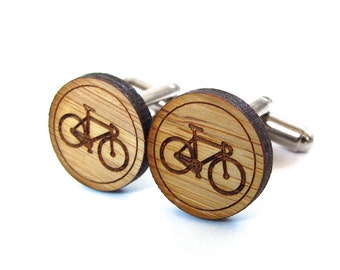 Bicycle Cufflinks. Bike Cufflinks. Wood Cufflinks. Groomsmen Gift. Groom Gift. Gift For Men. Mens Gift. Gifts For Dad. Gifts Under 25. Bike.