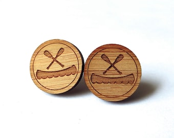 Medium Canoe and Paddles Earrings. Canoe Earrings. Wood Earrings. Stud Earrings. Laser Cut Earrings. Bamboo Earrings. Gifts For Her.Nautical