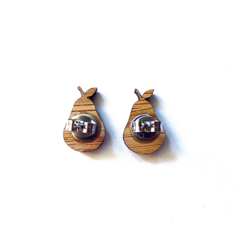 Pear Earrings. Wood Earrings. Fruit Earrings. Gifts for Mom. Etsy