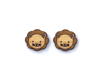 Little Lion Earrings. Wood Earrings. Stocking Stuffer. Laser Cut Earrings. Bamboo Earrings. Gifts For Her. Gift For Women. Lion Earring.