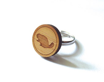 Busy Beaver Ring. Beaver Ring. Canadian Ring. Wood Ring. Gift Under 25. Gift for Her. Beaver Jewelry. Friend Gift. Girlfriend Gift. Mom Gift