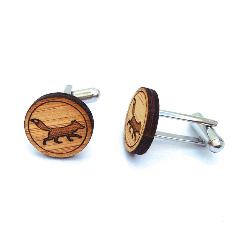 Fantastic Fox Cufflinks. Fox Cufflinks. Woodland. Wood Cufflinks. Groomsmen Gift. Groom Gift. Gift For Men. Mens Gift. Gifts For Dad. Fox. image 3