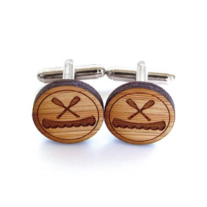 Canoe and Paddles Cufflinks. Canoe Cufflinks. Nautical. Wood Cufflinks. Groomsmen Gift. Groom Gift. Gift For Men. Mens Gift. Gifts For Dad. image 2