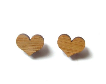 Heart Earrings. Wood Earrings. Stud Earrings. Laser Cut Earrings. Bamboo Earrings. Gifts For Her. Gift For Women. Valentines. Anniversary