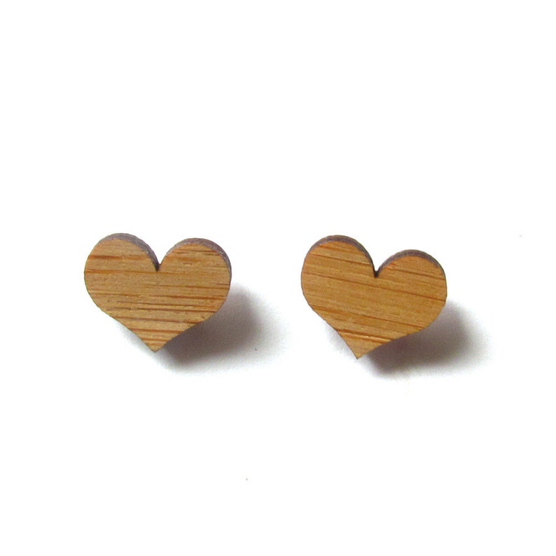 Heart Earrings. Wood Earrings. Stud Earrings. Laser Cut Etsy