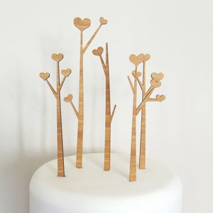 Heart Trees Cake Topper Set. Heart Tree. Wedding Cake Topper. Cake Topper. Rustic Cake Topper. Wood Cake Topper. Wedding Cake Ornament.