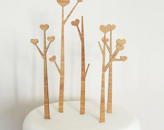 Heart Trees Cake Topper Set. Heart Tree. Wedding Cake Topper. Cake Topper. Rustic Cake Topper. Wood Cake Topper. Wedding Cake Ornament.