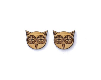 Little Owls Earrings. Wood Earrings. Stocking Stuffers. Laser Cut Earrings. Bamboo Earrings. Gifts For Her. Gift For Women. Birthday Gift