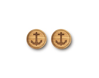 Anchor Earrings. Wood Earrings. Nautical Earrings. Laser Cut Earrings. Bamboo Earrings. Gifts For Her. Gift For Women. Stocking Stuffer.