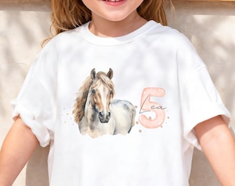 Personalized horse birthday T-shirt with name, horse shirt for ages 3-12, horse sweater, personalized horse shirt gift for girls