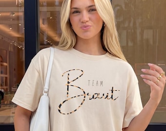 Hen Party Shirt for Women, Leopard Print | Team Bride Leopard Print Sweater for Women | Personalized with Names | Beige, Brown, Black, White