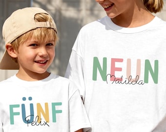 Personalized birthday T-shirt with name | Custom birthday shirt for ages 1-12 | Birthday gift for girls and boys