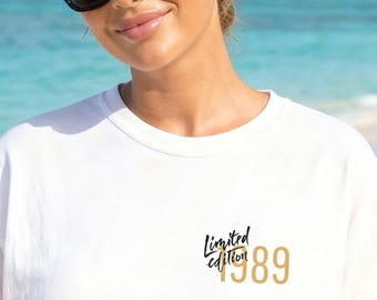 Gift T-Shirt Limited Edition 1986 with Year, Personalized Vintage Gift for Women, Birthday Gift for Best Friend, Vintage 1996