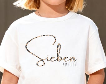 Leopard Print Birthday Hoodie Pullover T-Shirt Birthday Child Name Number Shirt Girl Boy 4 5 6 7 8 9 10 11 18 Leopard Children's Long Sleeve