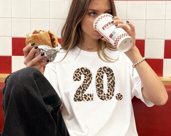 20th Birthday Shirt for Women, Leopard Print – 20 Years T-Shirt for Women, Leopard Print – 20th Birthday Gift Ideas – Leopard Print Birthday Outfit