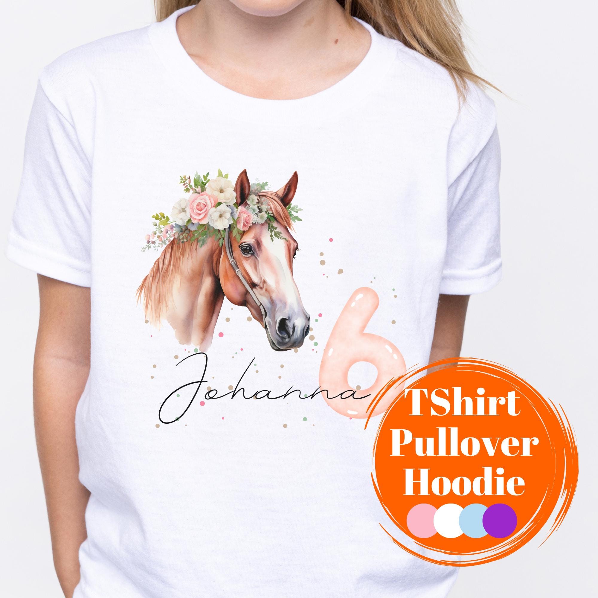 Personalisiertes T-Shirt Zur Einschulung – Motiv „Schulkind Pferd Pferdemädchen“, Taillierter Schnitt, Baumwolle