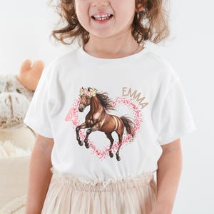 Pferd Pferde Geburtstagsshirt Mädchen Niedlich personalisiert mit Namen individuell 1. 2. 3. 4. 5. 6. 7. 8. 9. 10. 11. 12.  Geburtstag T-Shirt Pullover Sweatshirt Hoodie weiß rosa blau erster zweiter dritter Geburtstag Pferdeshirt Pferdepullover