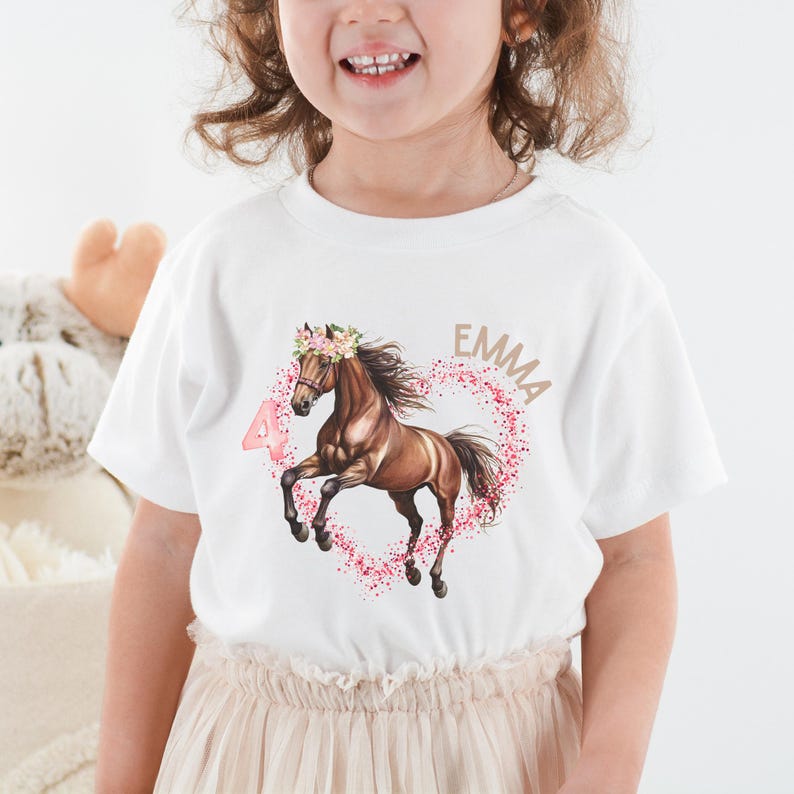 Pferd Pferde Geburtstagsshirt Mädchen Niedlich personalisiert mit Namen individuell 1. 2. 3. 4. 5. 6. 7. 8. 9. 10. 11. 12.  Geburtstag T-Shirt Pullover Sweatshirt Hoodie weiß rosa blau erster zweiter dritter Geburtstag Pferdeshirt Pferdepullover