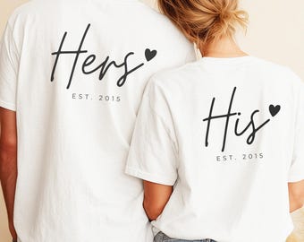 Personalized couple T-shirts, couple shirts (estimated year), matching sweaters, engagement gift for couples, anniversary gift idea