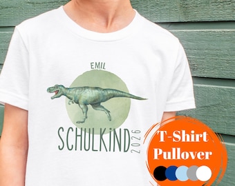 Personalized Dinosaur T-Shirt for Schoolchild 2026, Boy's Back to School Gift, T-Rex Dino Shirt, First Day of School Dino Shirt