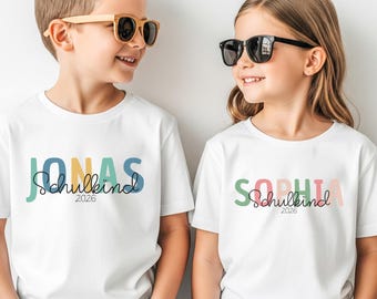Personalized back-to-school T-shirt 2026 with name, schoolchild shirt for girls, back-to-school T-shirt for boys, back-to-school shirt white rainbow