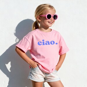 Ciao T-Shirt für Kinder Mädchen Jungs Vorne Hinten Print Cool Kid blau weiß rosa grau