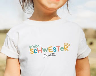 Sibling T-Shirt Big Sister Little Brother Body Shirt customizable with name year 2025 2026 gift for birth sibling shirts