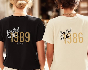 Personalized vintage gift for women, limited edition gift T-shirt with year and name, birthday gift for best friend, vintage