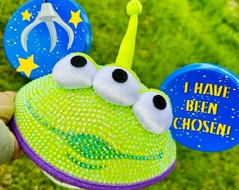 Rhinestone Toy Story Aliens (Little Green Men) Mickey Ears Hat