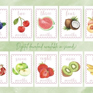 Cartes d'étape mensuelles inspirées des fruits pour petite fille