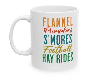 Fall Mug: Flannel, Pumpkin, S'mores, Football, Hayrides