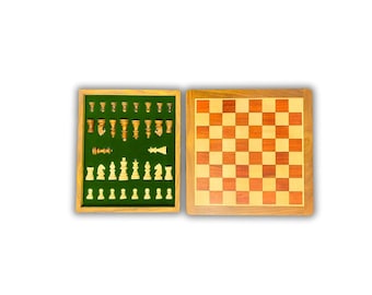 Handcrafted Wooden Chess Set – 12 Inches Drawer Travel Board with Storage