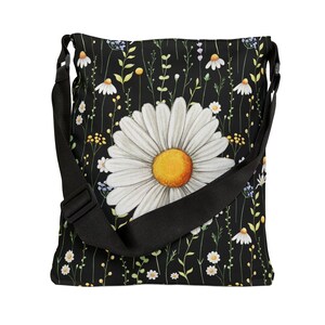 Daisy Floral Adjustable Tote Bag - Diaper Bag - Gift For Her - Graduation Gift - Birthday Gift