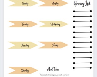 Weekly Meal Planner Printable - Instant Download