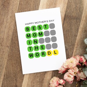 Printable Best Mom in the Wordle Mother&#39;s Day Card - Wordle Card - Perfect Card For Puzzle Lovers - Printable Instant Download