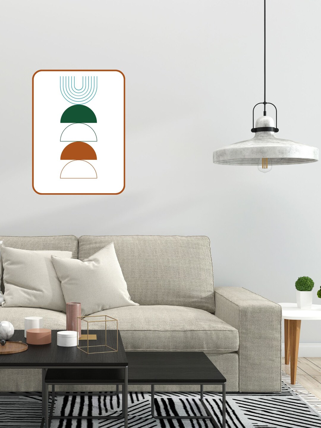 Half Circle Mid Century Modern Digital Print - Instant Download ...