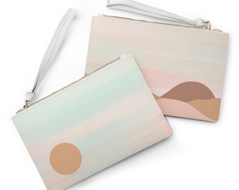 Boho Desert Sunset Clutch Bag - Boho Clutch - Bridesmaid Gift - Birthday Gift - Vegan Leather Clutch