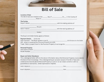 General Bill of Sale - Instant Download for Easy Transfer of Ownership - PDF Printable