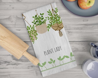 Plant Lady theedoek - Plant Lover Gift - Groene duim cadeau