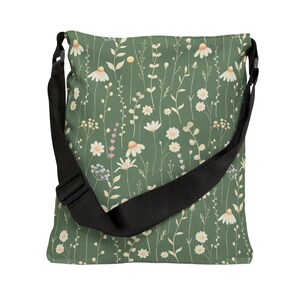 Green Floral Tote Bag - Adjustable Tote Bag - Gift For Her - Birthday Gift - Graduation Gift