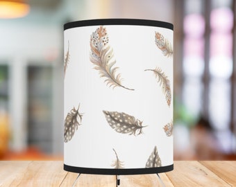Boho Feather Tripod Lamp with High-Res Printed Shade, US\CA plug - Matching Items Available - Nursery Decor