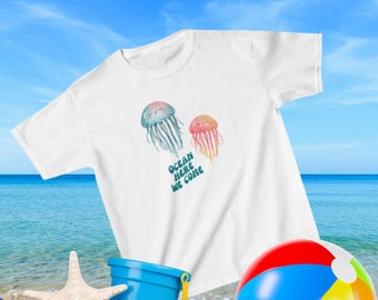Ocean Here We Come Kids Heavy Cotton™ Tee - Zomert-shirt - Strandvakantie T-shirt - Verrassingsreist-shirt