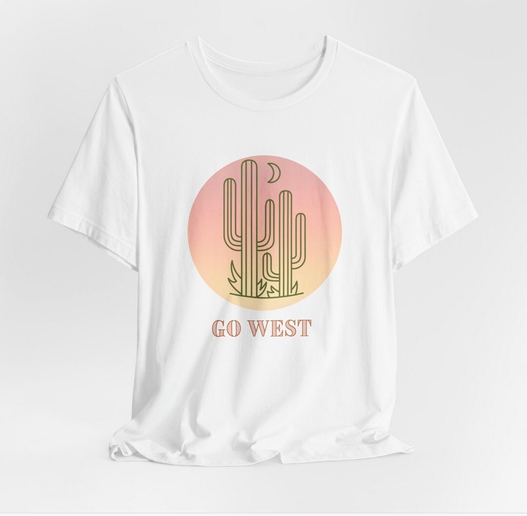 Cactus Sweatshirt Palm Angels Cactus Shirt Go West Summer Sunset Cactus  Boho Unisex Jersey Short Sleeve Tee Cute Summer Tee Summer Outfit Festival  Outfit Gift For He
