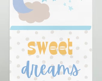 Sweet Dreams Nursery Wall Decor Digital Print