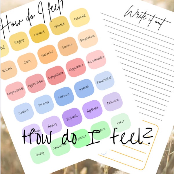 Highly Sensitive Person Feelings Chart - Emotional Awareness Printable - Journal Template - Self Care -To Do List Instant Download